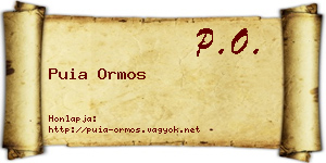 Puia Ormos névjegykártya